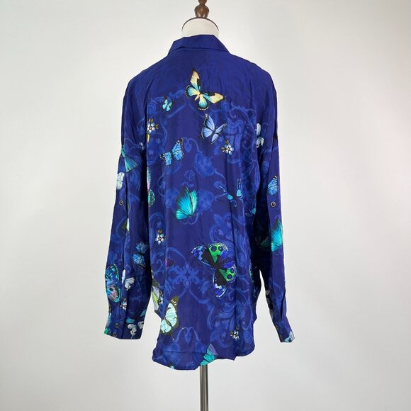 $310 NWOT Johnny Was Marina Butterfly Button Down Long Sleeves Silk Blouse Sz S - Picture 7 of 13